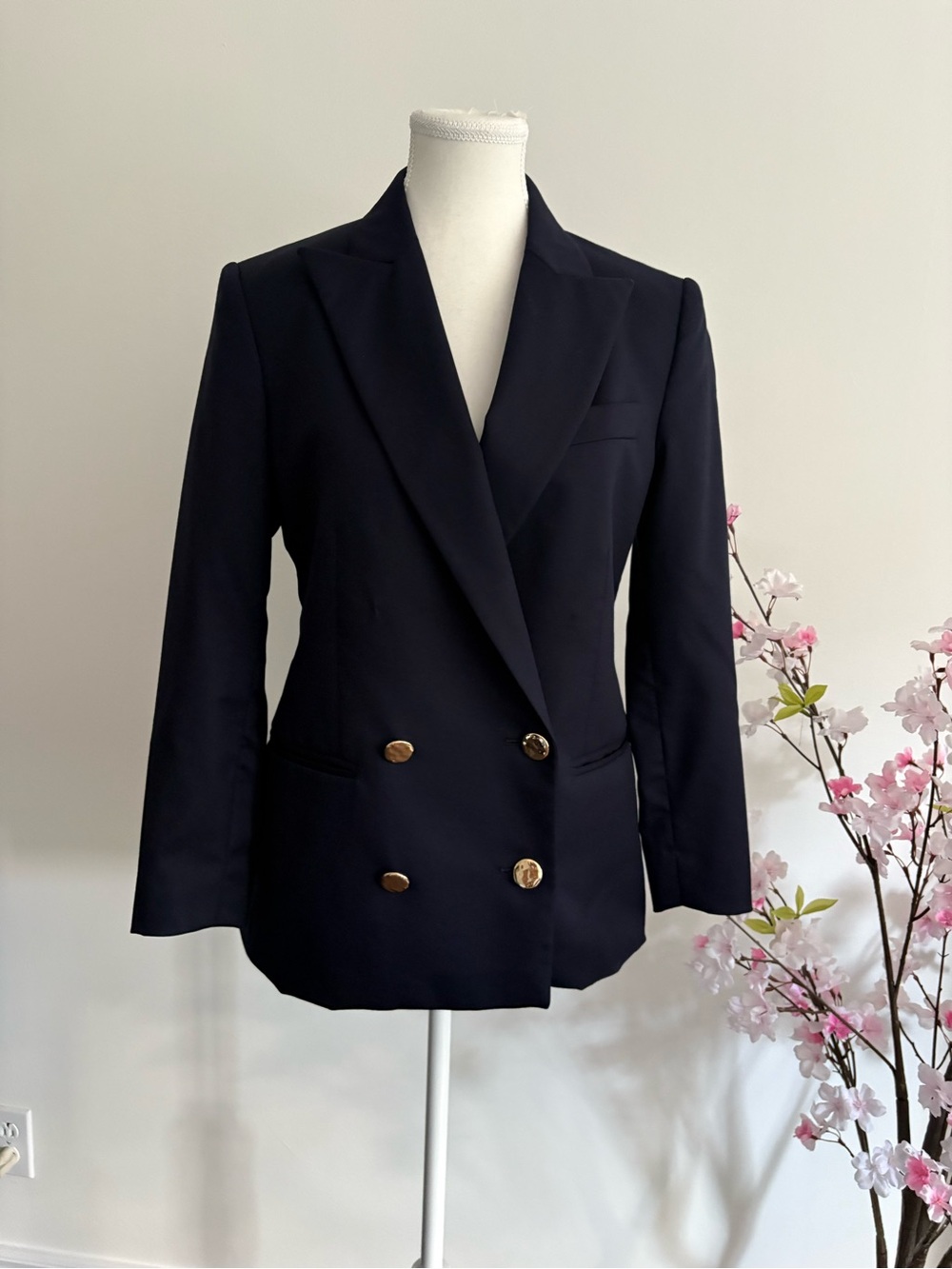 Stella McCartney authentic Navy Double-Breasted Blazer with Gold Buttons